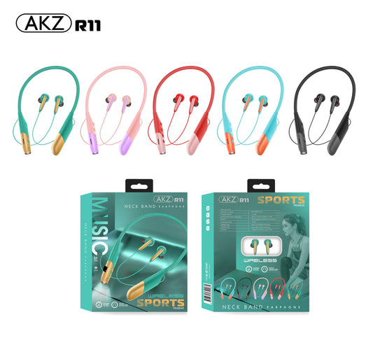 AKZ R11 Neck Band Earphones (Wireless Sports Headset)